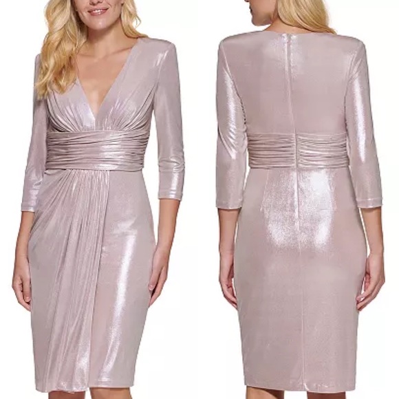 VINCE CAMUTO
Foil-Knit Midi Dress size 10 NWT rose blush metallic - Picture 2 of 7